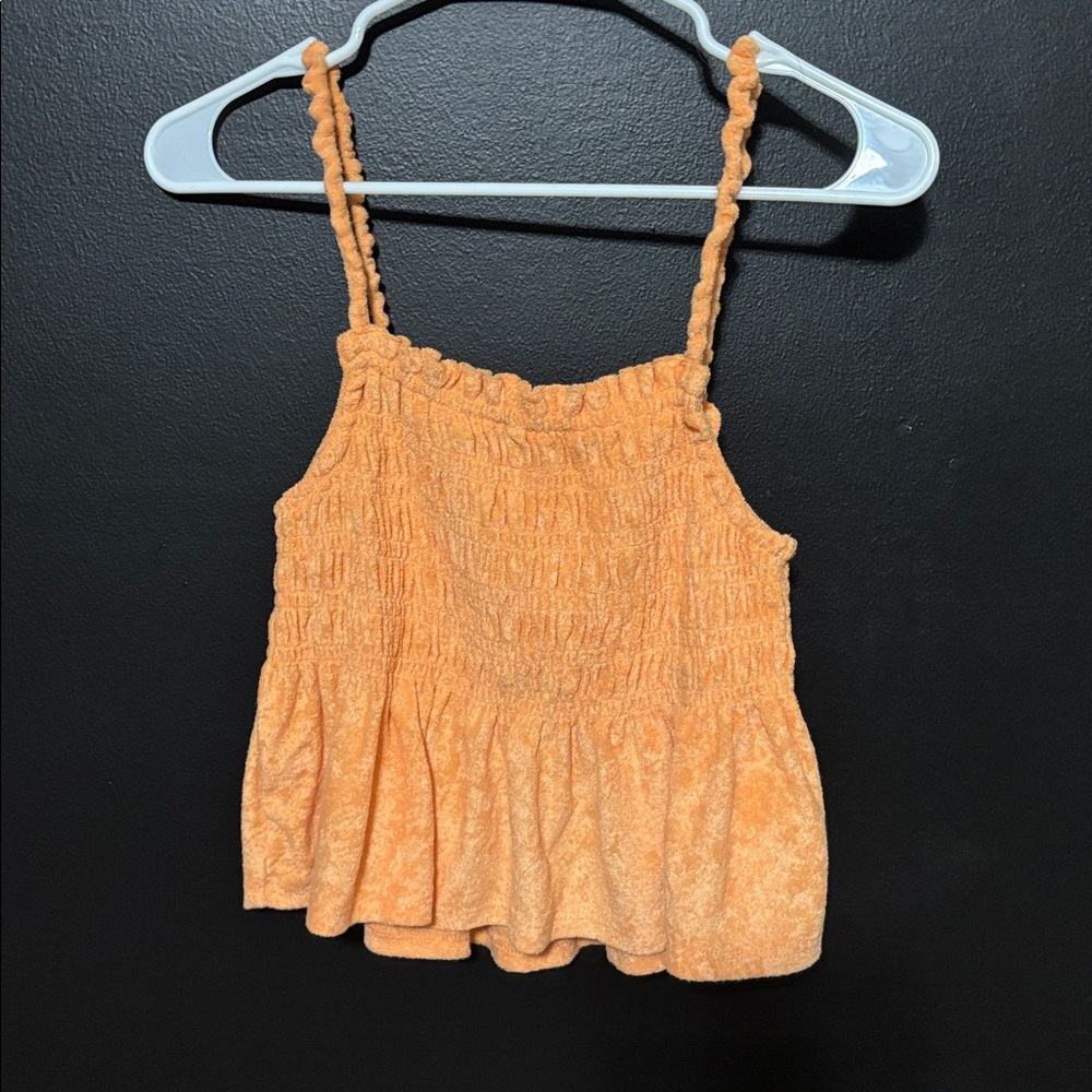 SO Orange Smocked Tank Top